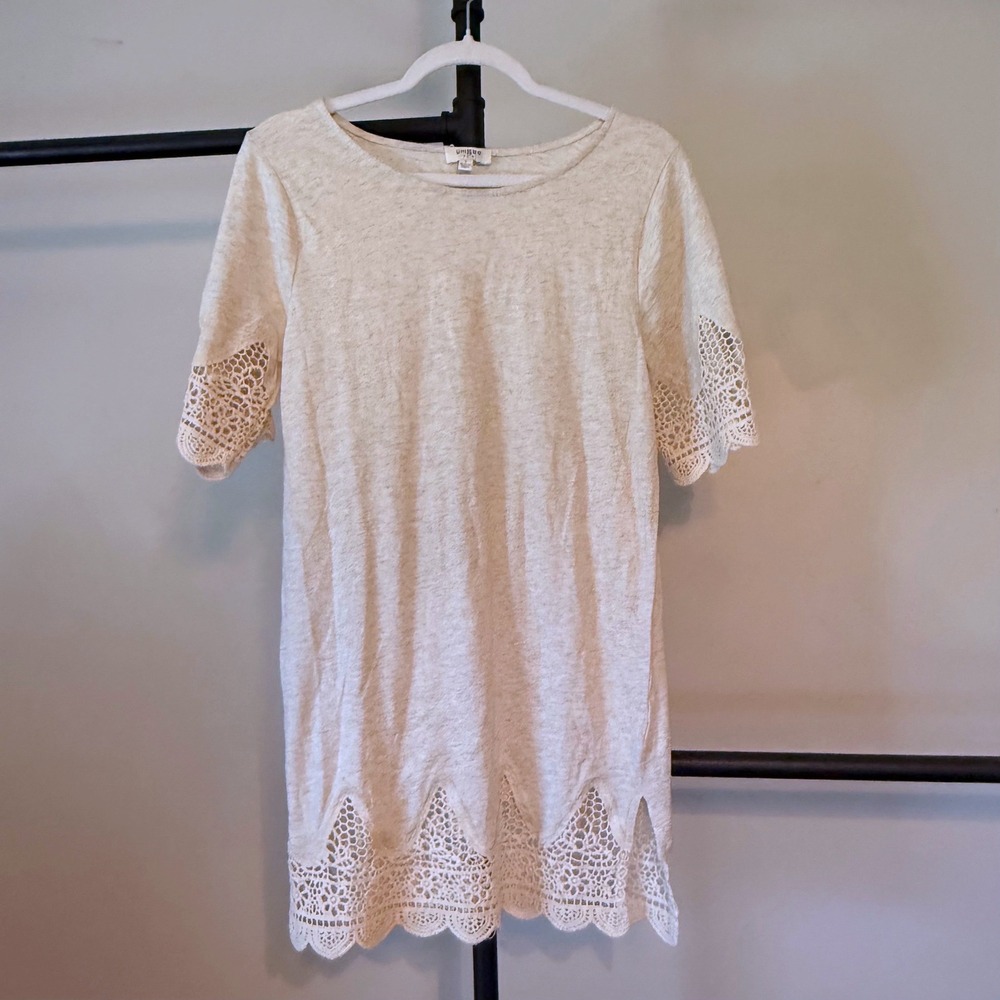 Light Cream Crochet-Hem Shift Dress - Brand Unspecified